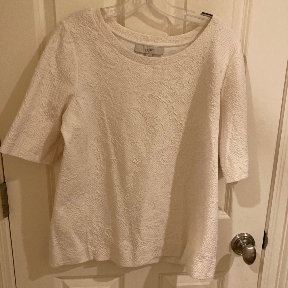 loft white patterned blouse